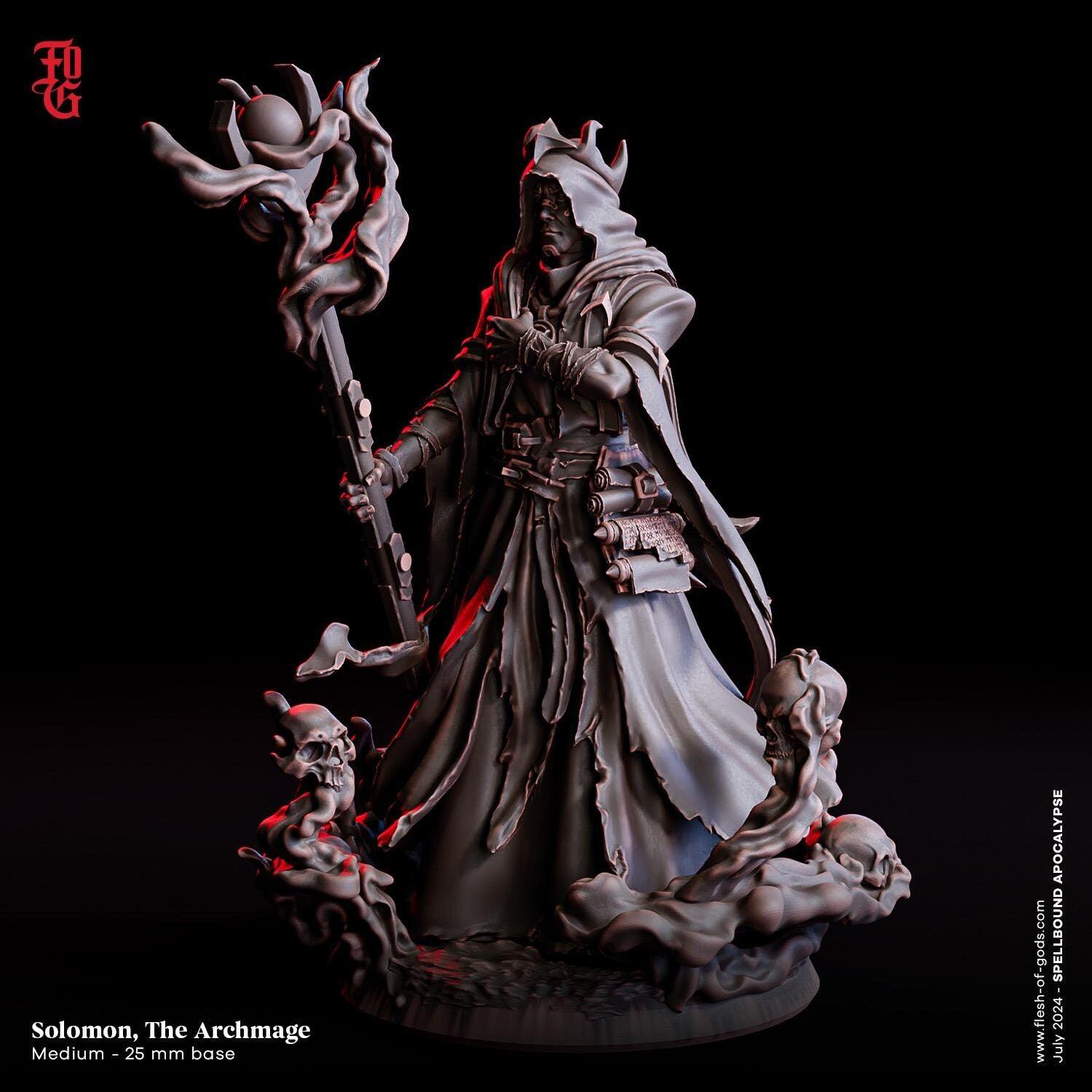 Solomon, Archmage Miniature | Wise Wizard Spellcaster Figurine| 32mm Scale - Plague Miniatures