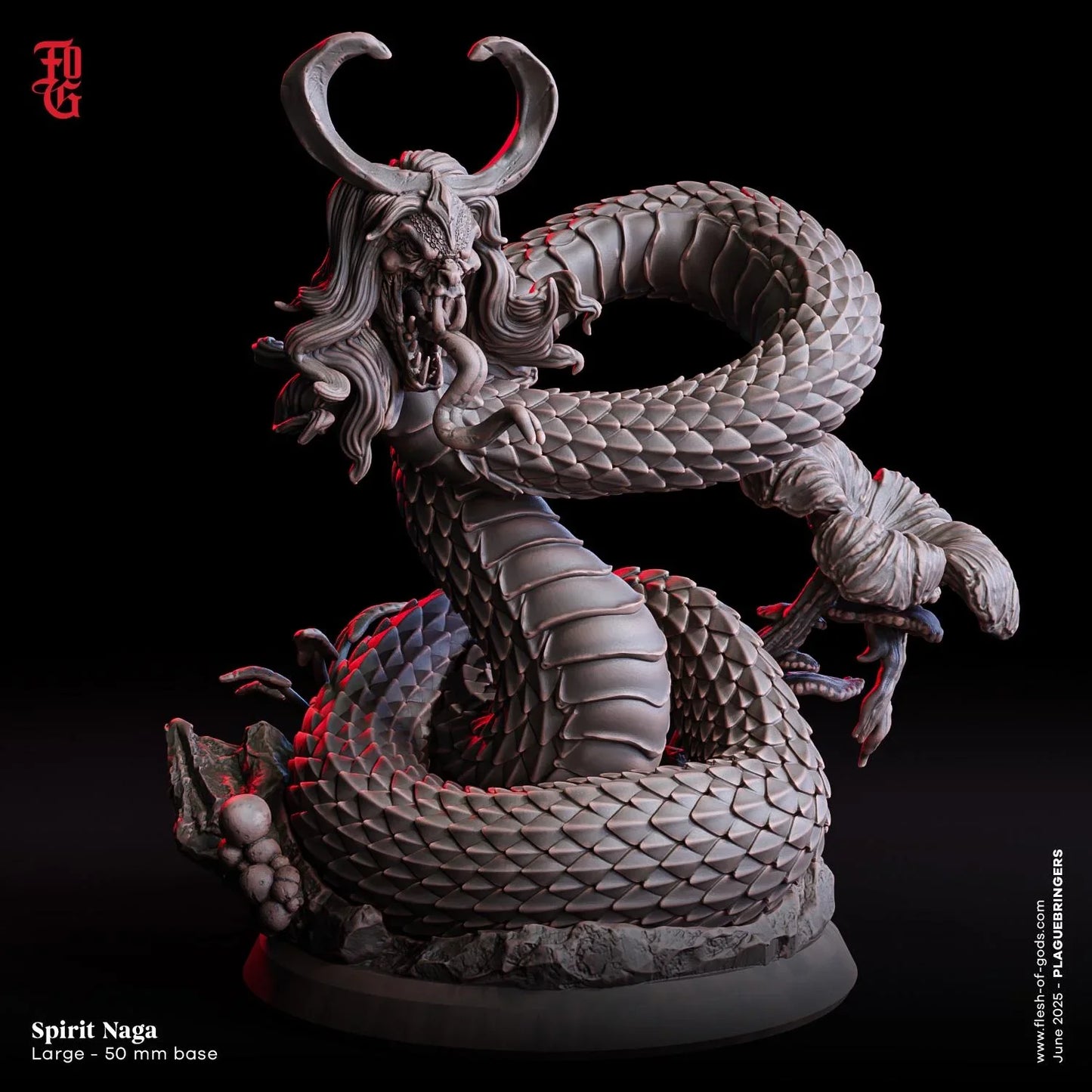 Spirit Naga | Aquatic Serpent Monstrosity Miniature | 50mm Base - Plague Miniatures