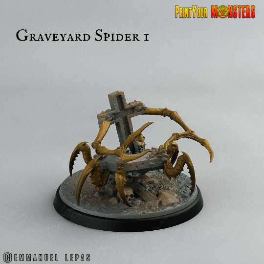 Spooky Graveyard Spider Miniature | Perfect Halloween Tabletop Gaming Terrain | 50mm Base - Plague Miniatures