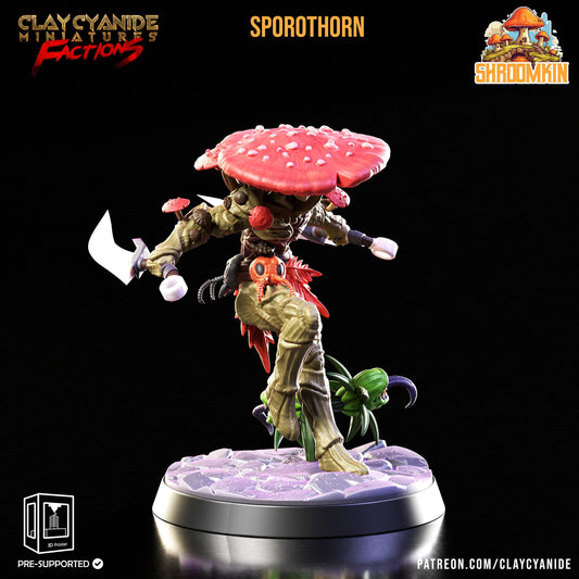 Sporothorn Shroomfolk Miniature | Myconid Fungus Folk Guardian | 32mm Scale - Plague Miniatures