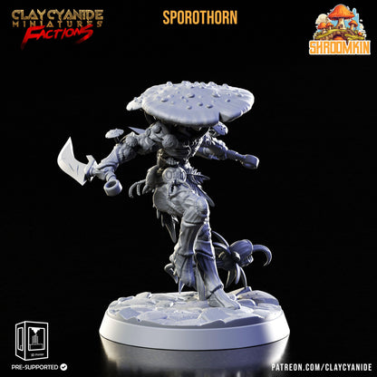 Sporothorn Shroomfolk Miniature | Myconid Fungus Folk Guardian | 32mm Scale - Plague Miniatures