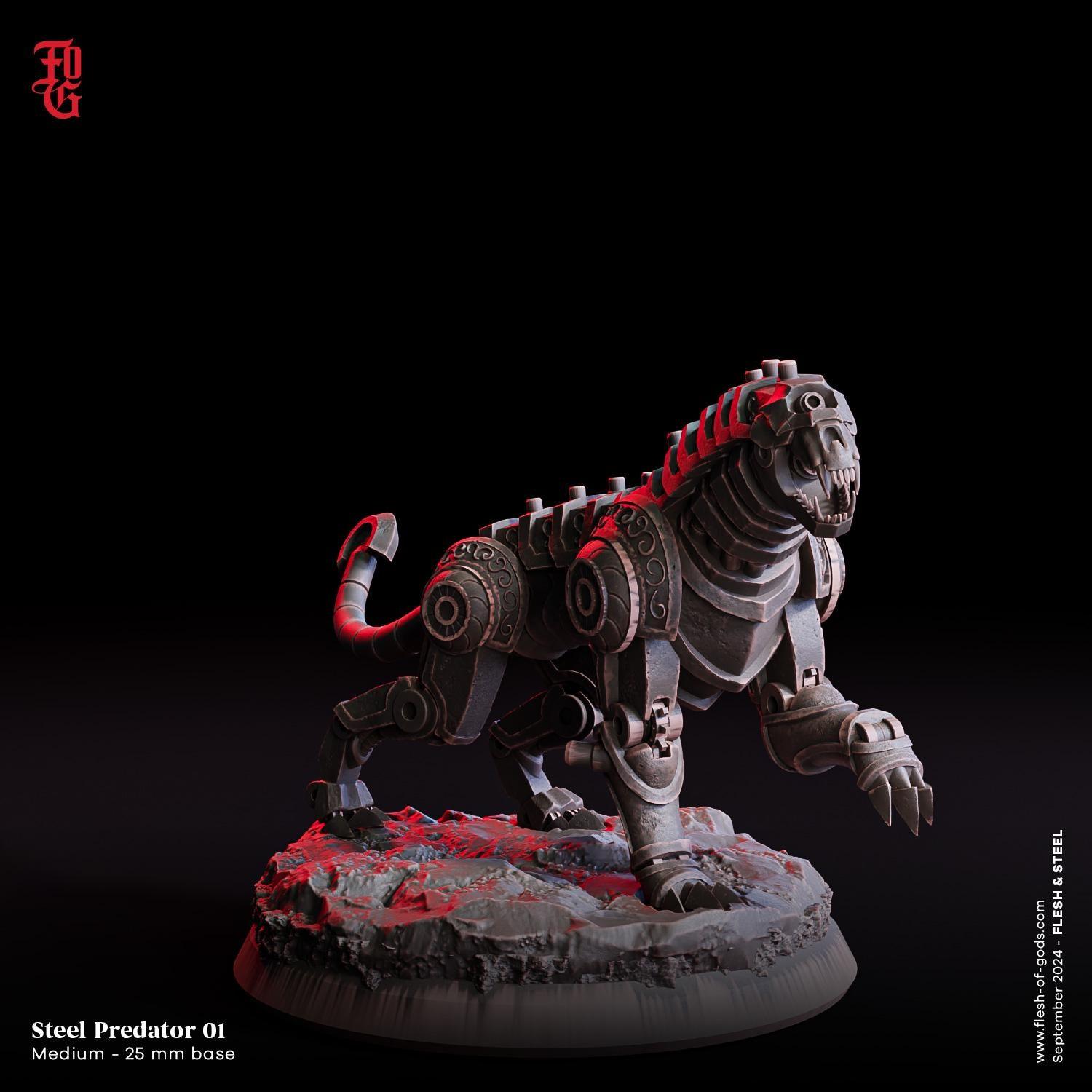 Steel Predator Miniature | Medium Construct Clockwork Dog Figurine | 32mm Scale - Plague Miniatures