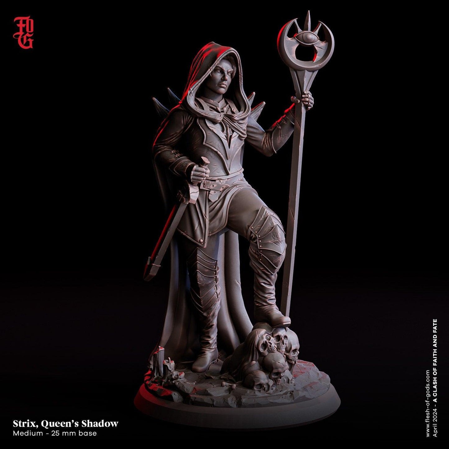 Strix, Queen's Shadow Female Spellcaster Miniature | Deadly Assassin Monster Figurine | 32mm Scale - Plague Miniatures