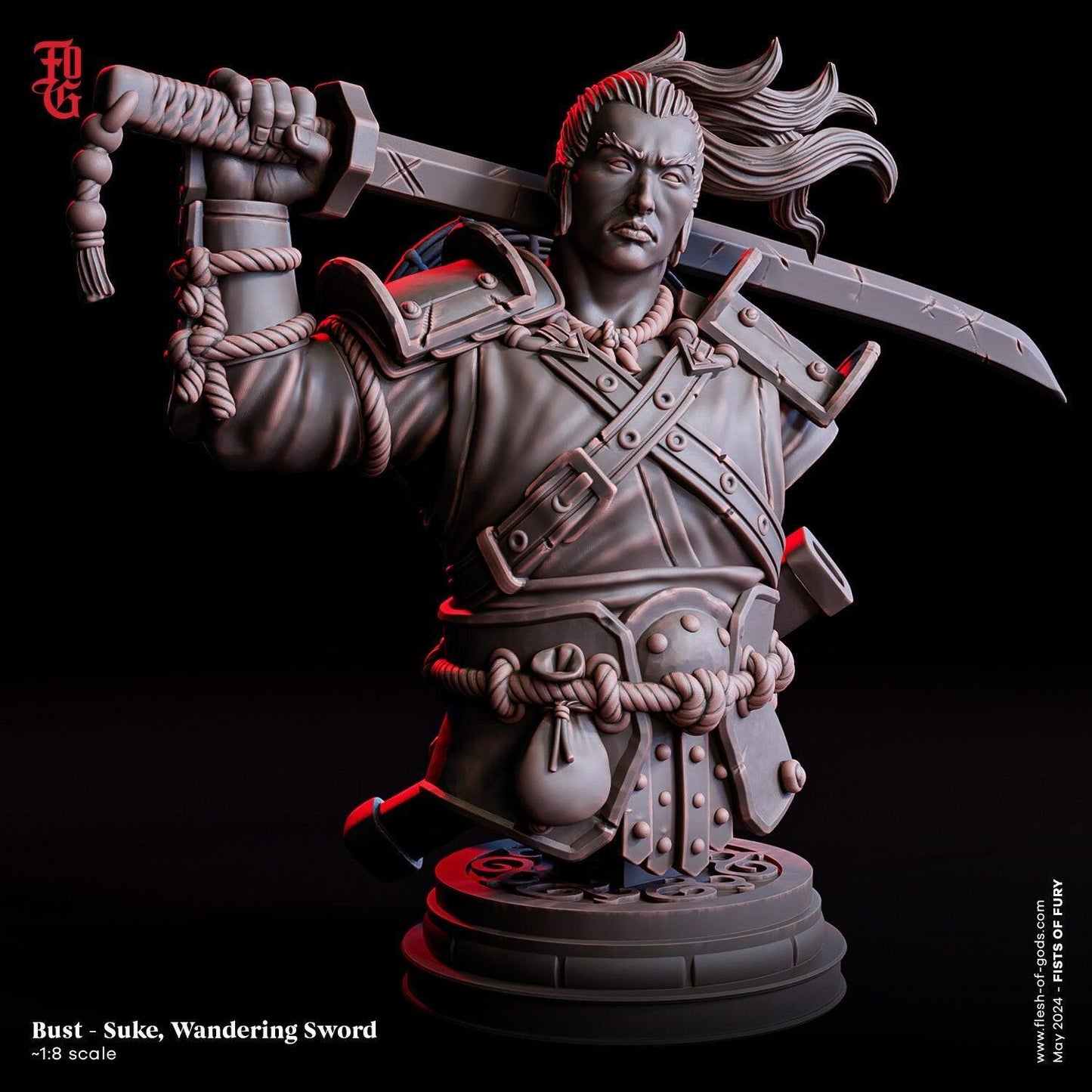 Suke, The Wandering Sword Miniature Human Traveler NPC | Essential for D&D & Tabletop Games | 32mm Scale 75mm Scale - Plague Miniatures