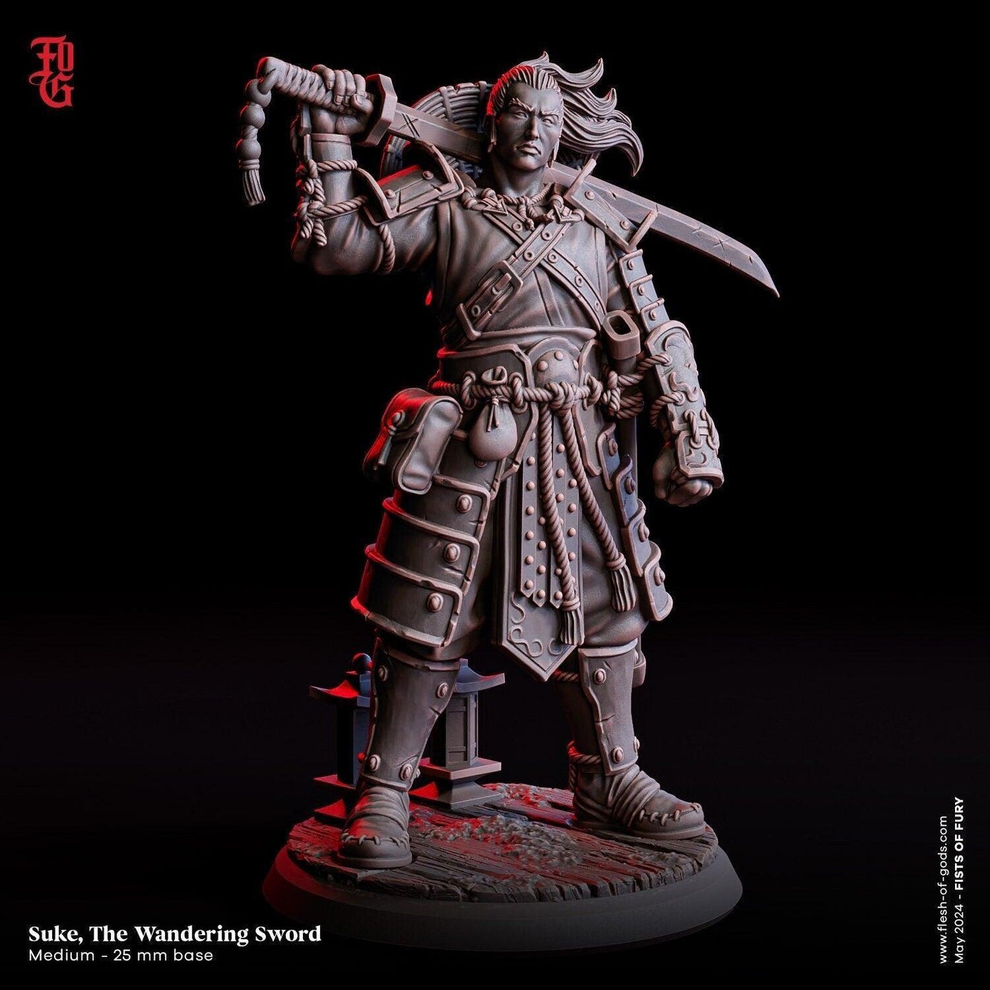 Suke, The Wandering Sword Miniature Human Traveler NPC | Essential for D&D & Tabletop Games | 32mm Scale 75mm Scale - Plague Miniatures