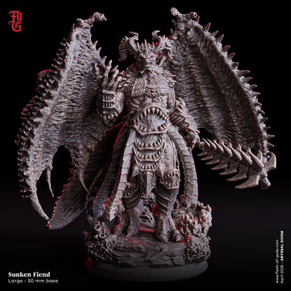 Sunken Fiend, Abyssal Sea Demon | Aquatic Fiend Miniature | 50mm Base - Plague Miniatures