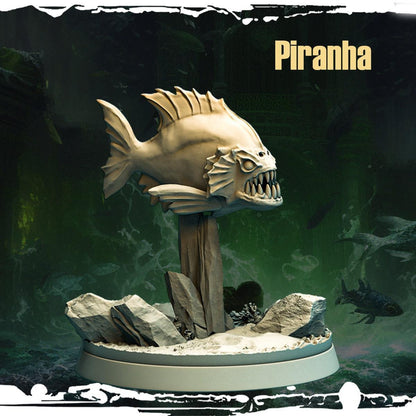Swamp Piranhas Miniature | Underwater Monsters in 4 Displays | 32mm Scale - Plague Miniatures