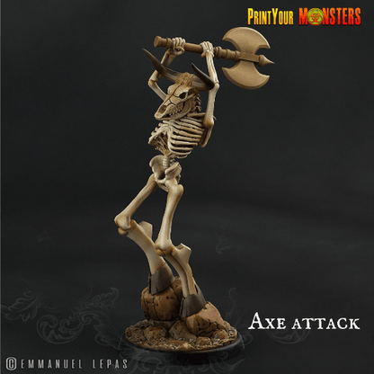 Sword Attack Skeletal Minotaur Miniature | Undead Warrior DnD Figurine - Plague Miniatures