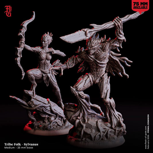 Sylvanus Tribe Folk Miniature | Treefolk Treant Forest Guardian Figurine | 32mm Scale or 75mm Scale - Plague Miniatures