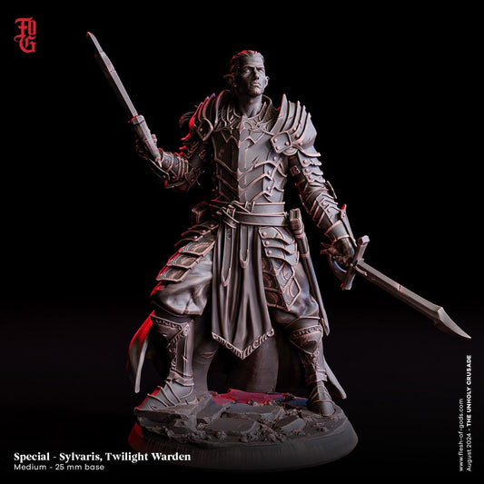 Sylvaris, Twilight Warden Miniature | Elf Vampire Figure for Fantasy RPGs | 32mm Scale or 75mm Scale - Plague Miniatures