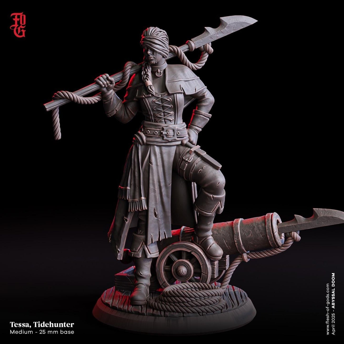 Tessa Tidehunter, Bold Seafarer | Female Pirate Miniature | 32mm Scale or 75mm Scale - Plague Miniatures