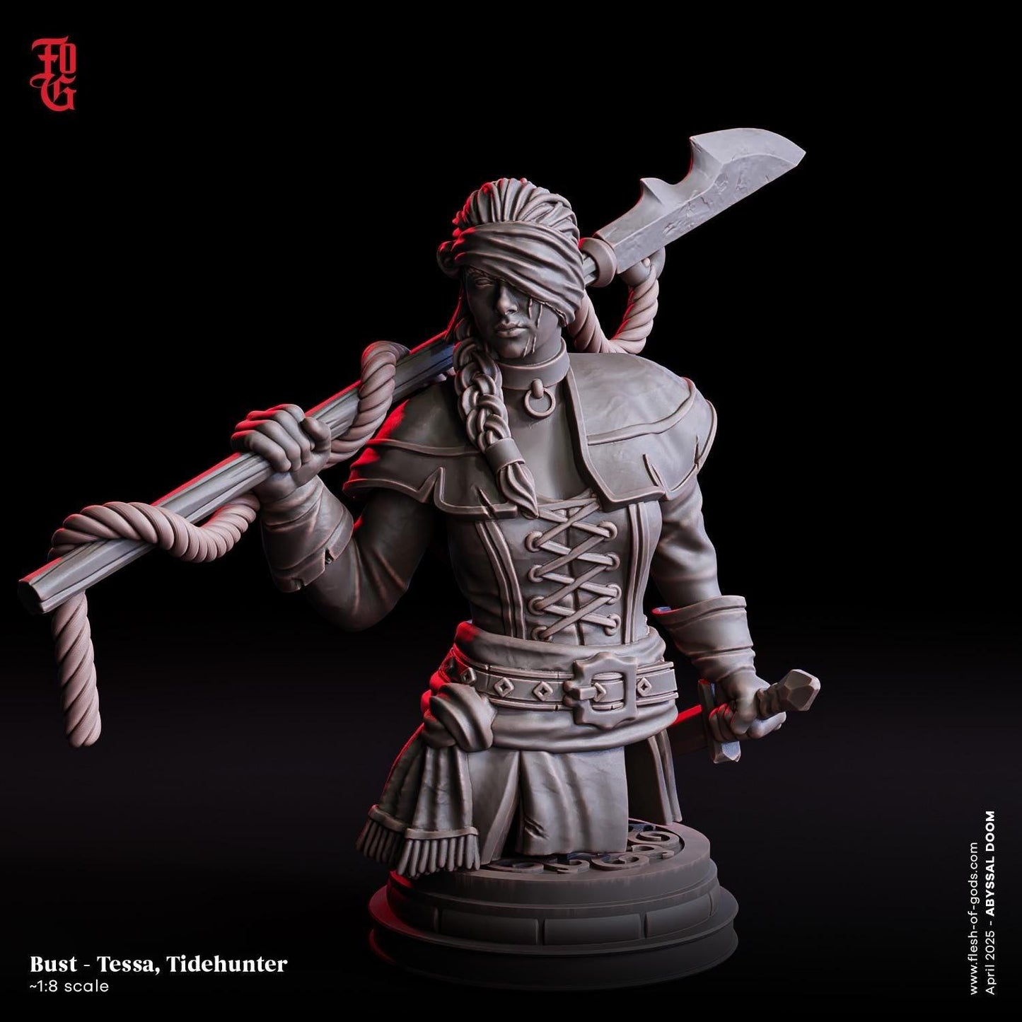 Tessa Tidehunter, Bold Seafarer | Female Pirate Miniature | 32mm Scale or 75mm Scale - Plague Miniatures