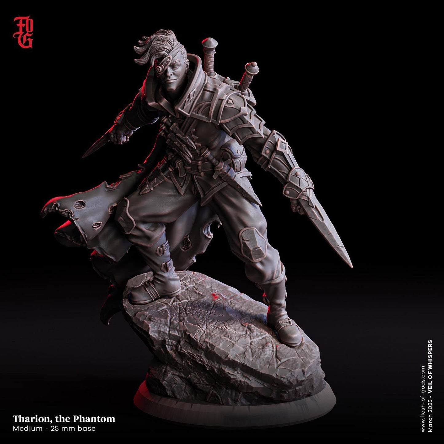 Tharion, the Phantom | Human Rogue Miniature Sci-Fi Steampunk Figurine | 32mm Scale or 75mm Scale - Plague Miniatures