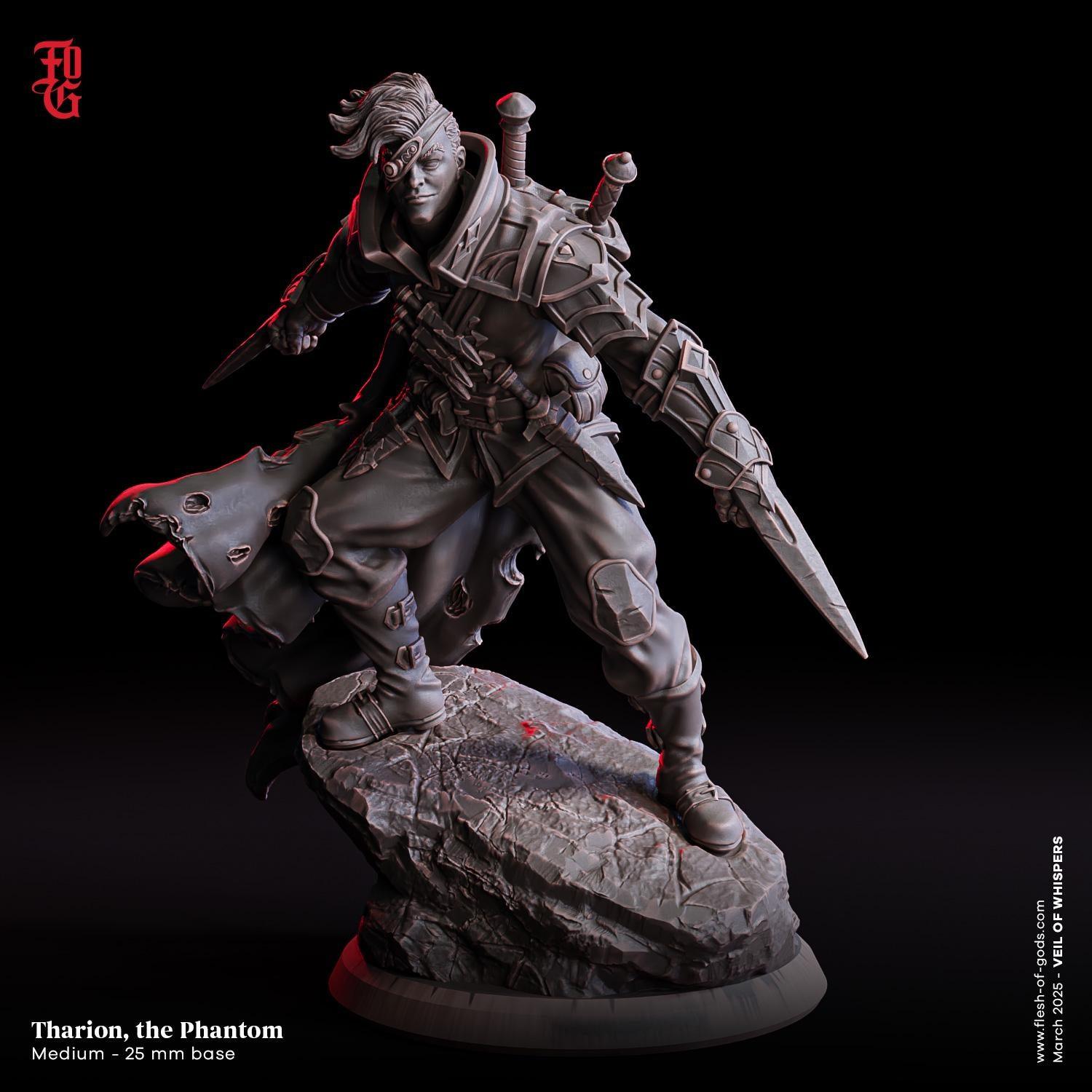 Tharion, the Phantom | Human Rogue Miniature Sci-Fi Steampunk Figurine | 32mm Scale or 75mm Scale - Plague Miniatures