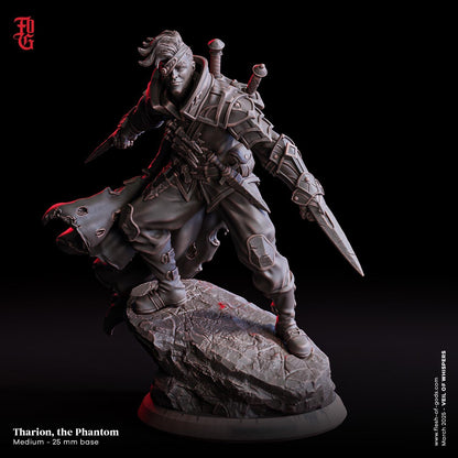 Tharion, the Phantom | Human Rogue Miniature Sci-Fi Steampunk Figurine | 32mm Scale or 75mm Scale - Plague Miniatures