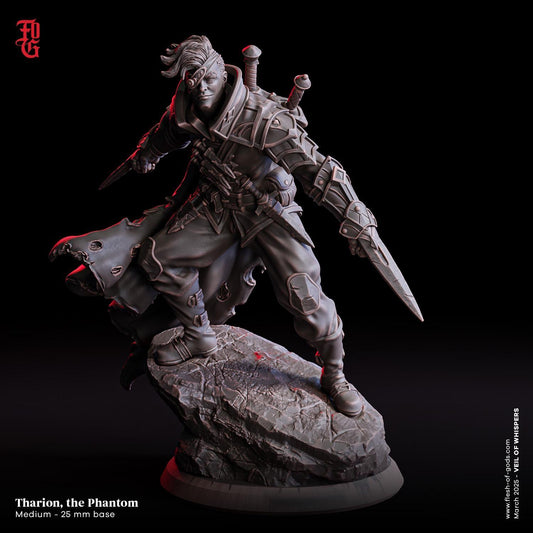 Tharion, the Phantom | Human Rogue Miniature Sci-Fi Steampunk Figurine | 32mm Scale or 75mm Scale - Plague Miniatures