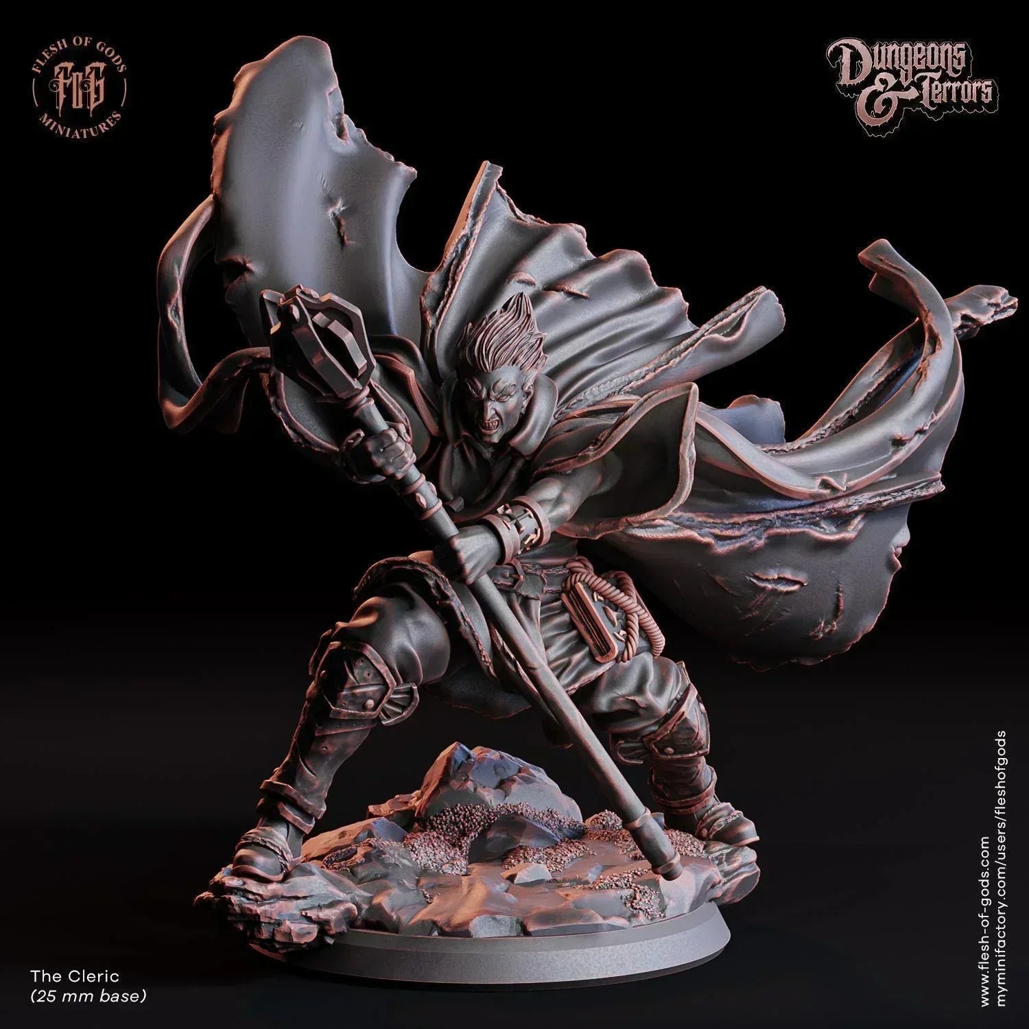 The Cleric Miniature | Exorcist Priest Hero | 32mm Scale or 75mm Scale - Plague Miniatures