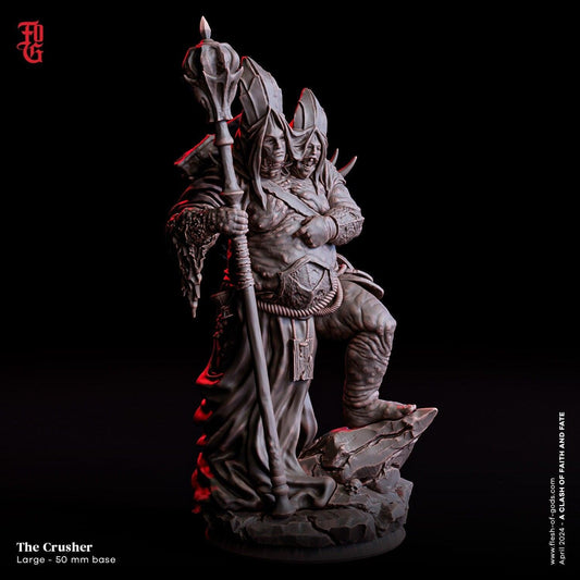 The Crusher Miniature | Two-Headed Ogre Monster Figurine for Dungeons and Dragons | 50mm Base - Plague Miniatures