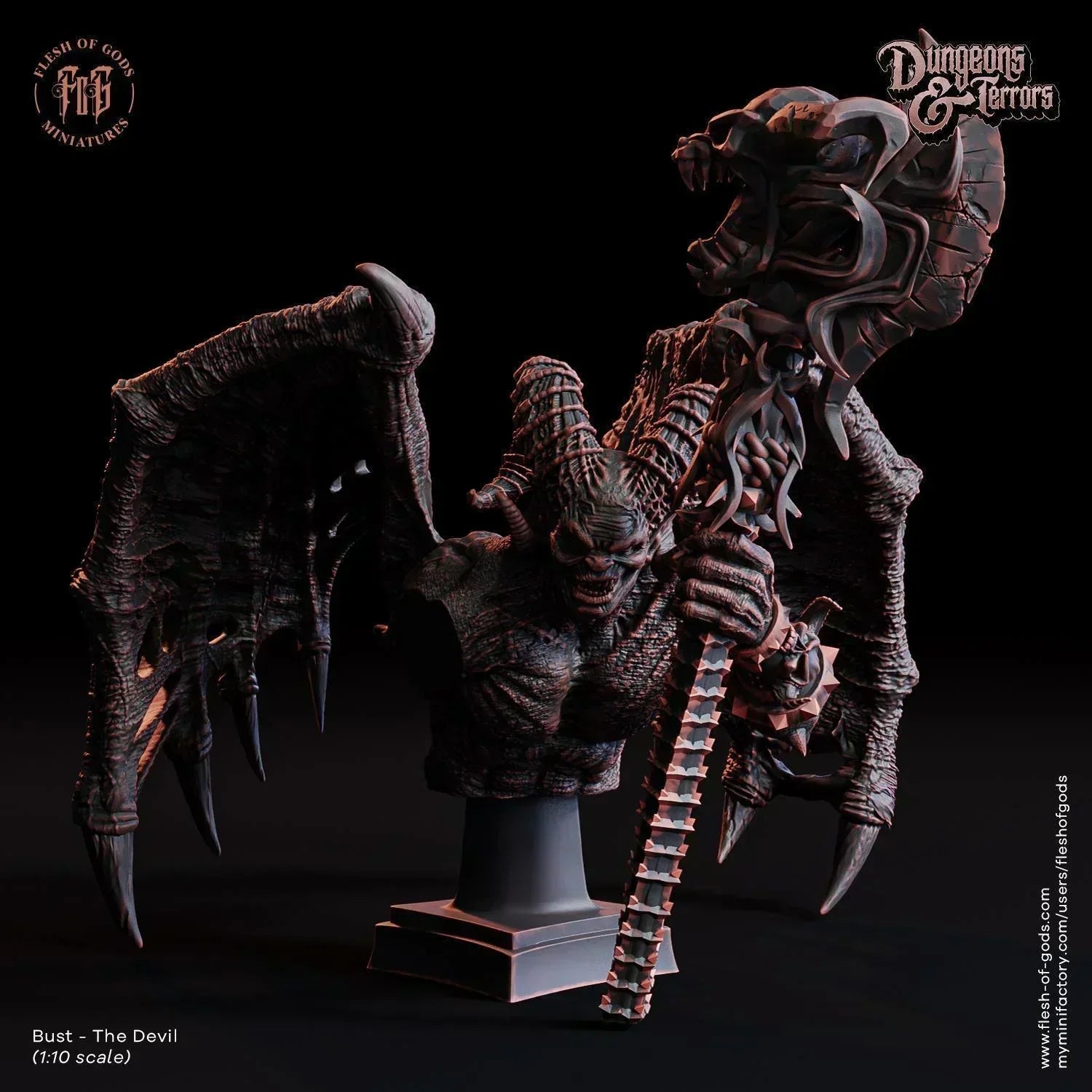 The Devil on Throne Miniature | Ruler of the Underworld Demon | 100mm Base - Plague Miniatures