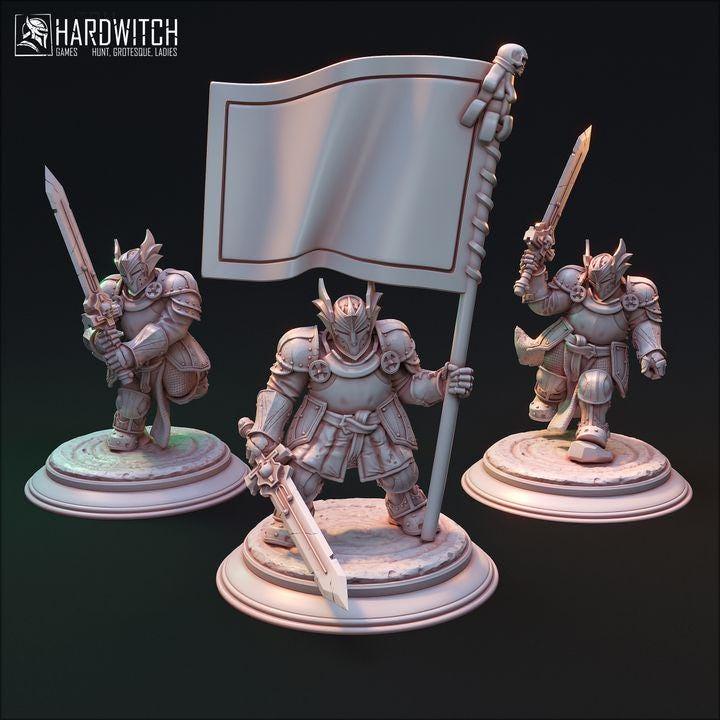 The Fist Squad, Unyielding Champions | Legendary Warrior Miniature Set | 32mm Scale - Plague Miniatures