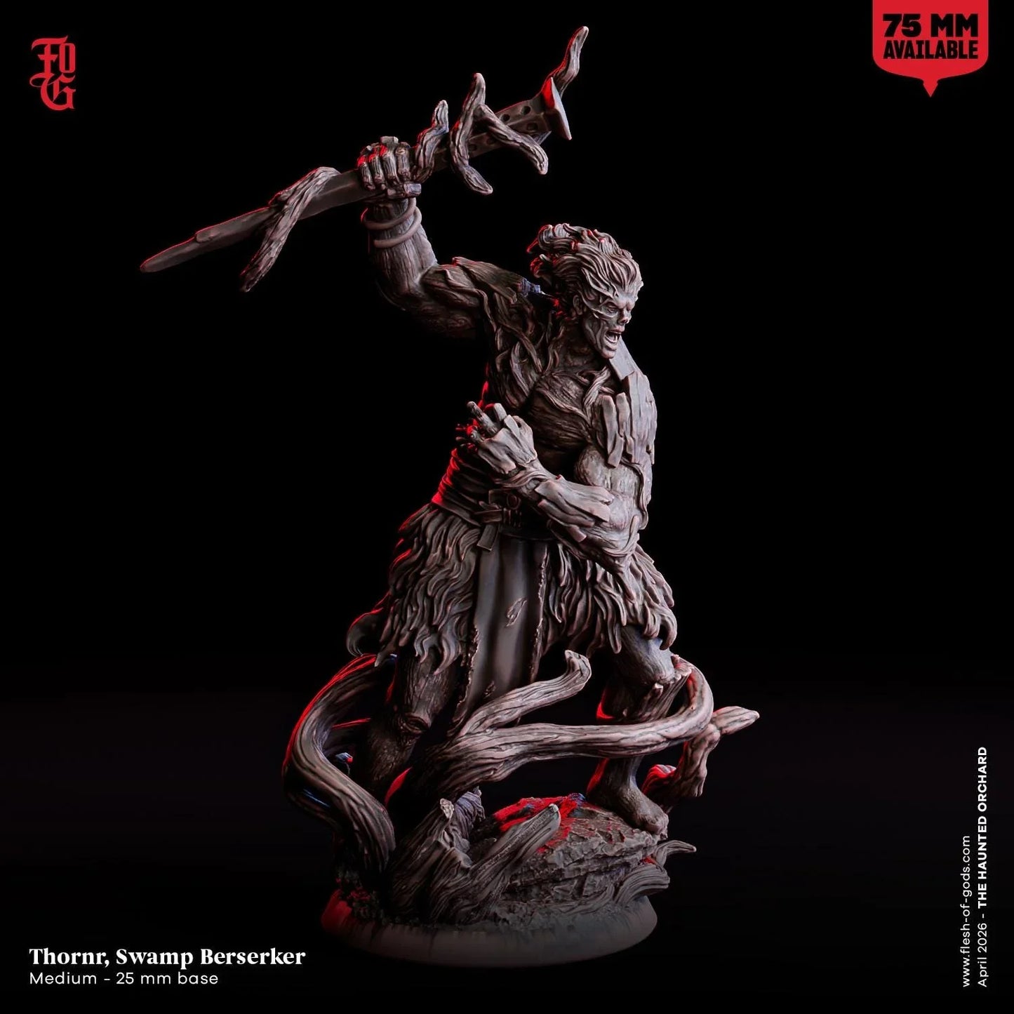 Thornr Swamp Berserker Miniature | Barbarian Nature Warrior Aberration Figurine | 32mm Scale or 75mm Scale - Plague Miniatures