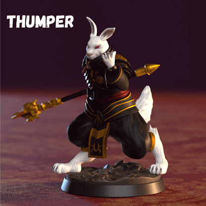 Thumper Harengon Miniature | Rabbitfolk Warrior Figurine for Tabletop Gaming | 32mm Scale - Plague Miniatures
