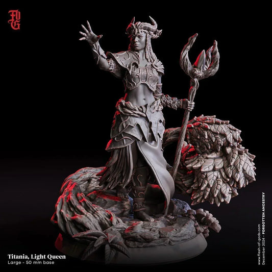 Titania, Light Queen Miniature | Female Druid Forest Fey Royalty Figurine | 50mm Base - Plague Miniatures