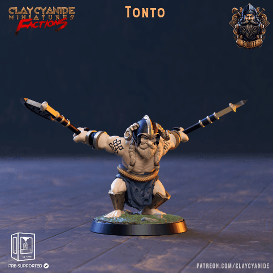 Tonto DnD Miniature | Valiant Dwarf Warrior from The Bobbits Guild | 32mm Scale - Plague Miniatures
