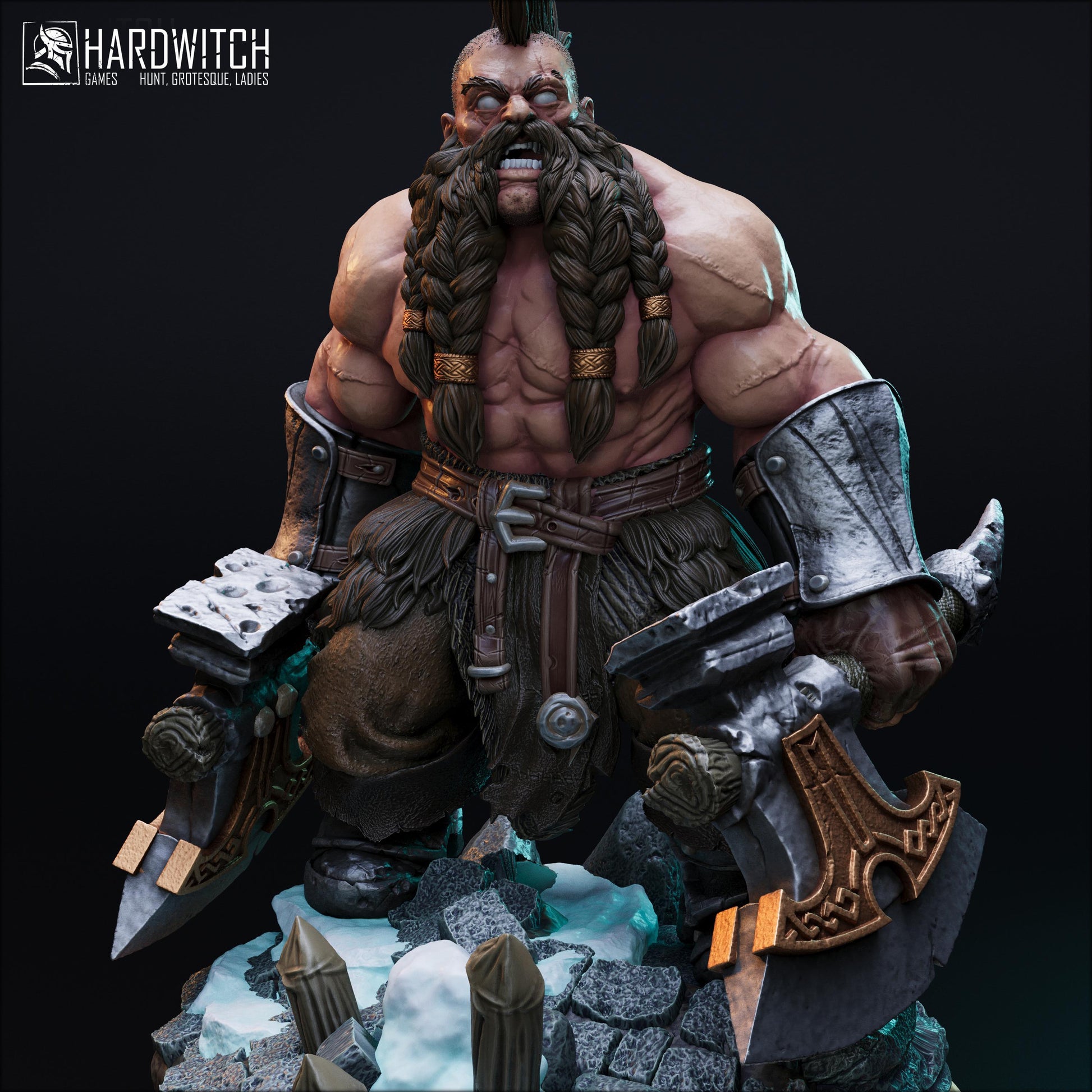 Tormalch Bergder, The Cursed Warlord | Savage Berserker Miniature | 32mm Scale or 75mm Scale - Plague Miniatures