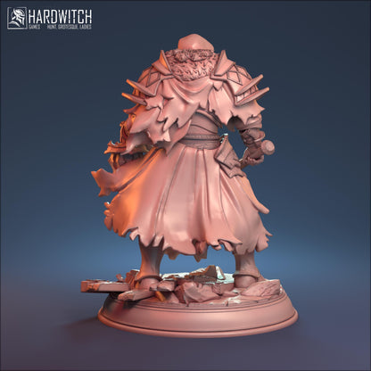 Trager, The Fallen Knight | Battle-Worn Mercenary Miniature | 32mm Scale or 75mm Scale - Plague Miniatures