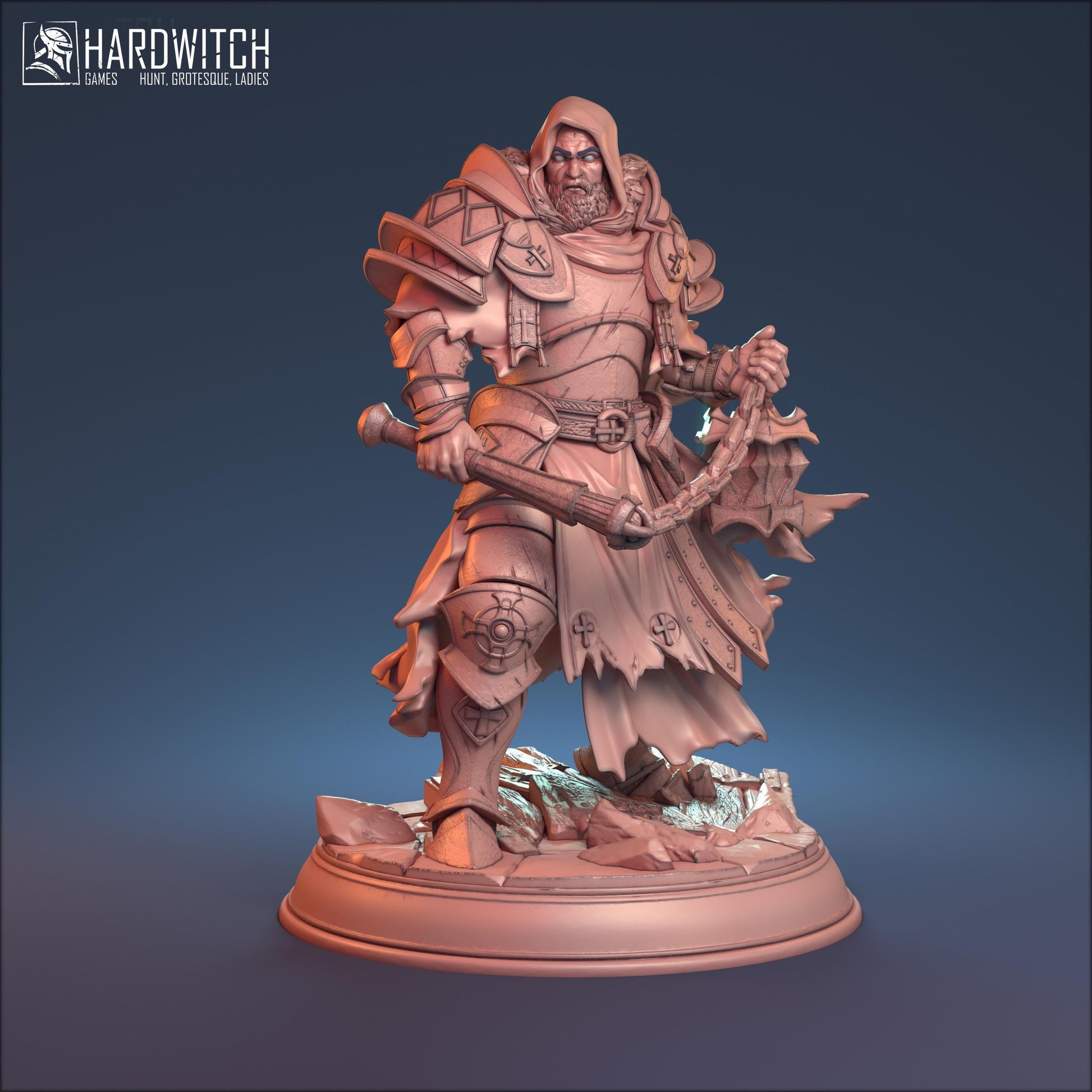 Trager, The Fallen Knight | Battle-Worn Mercenary Miniature | 32mm Scale or 75mm Scale - Plague Miniatures