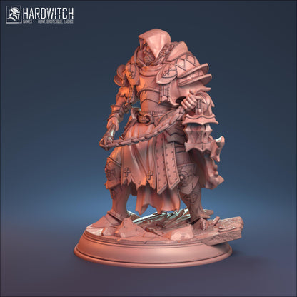 Trager, The Fallen Knight | Battle-Worn Mercenary Miniature | 32mm Scale or 75mm Scale - Plague Miniatures