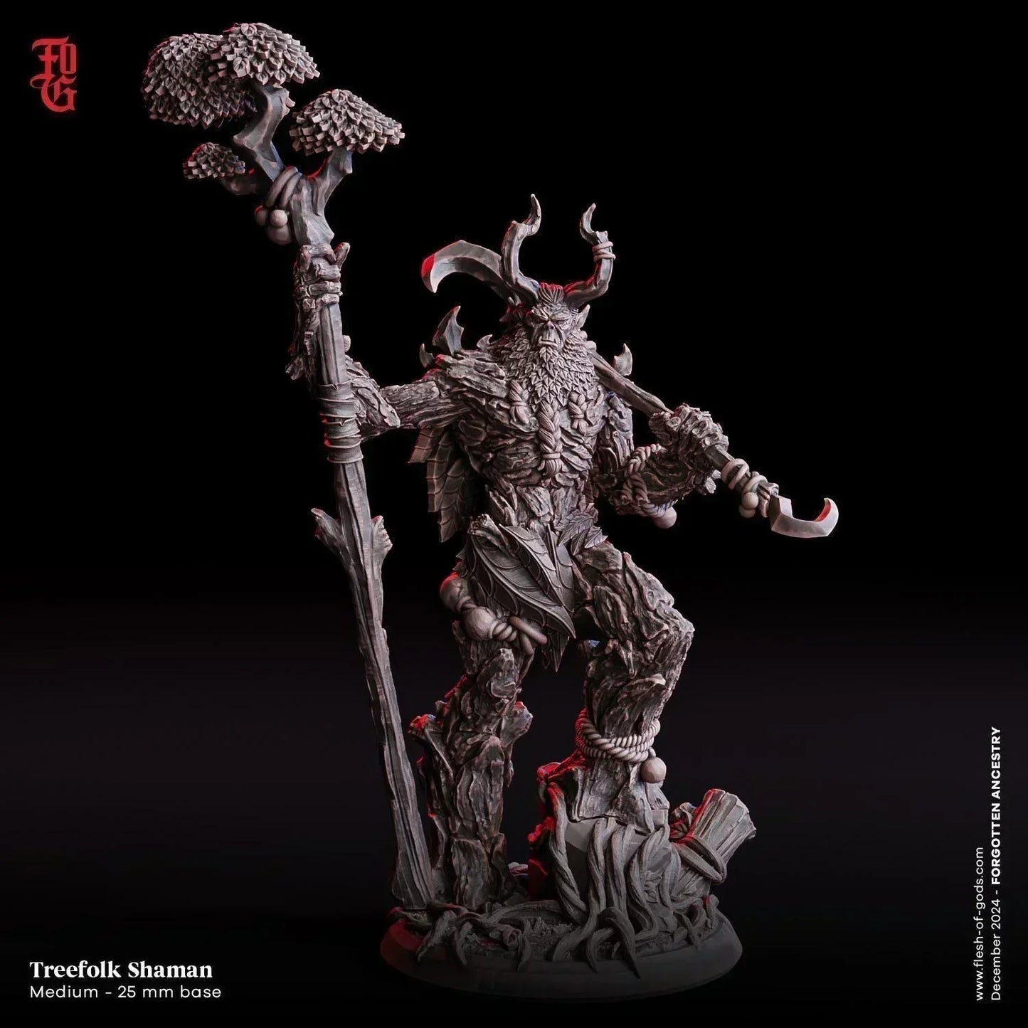 Treefolk Shaman Miniature | Ent Spellcaster NPC Figurine for Tabletop Games | 32mm Scale or 75mm Scale - Plague Miniatures
