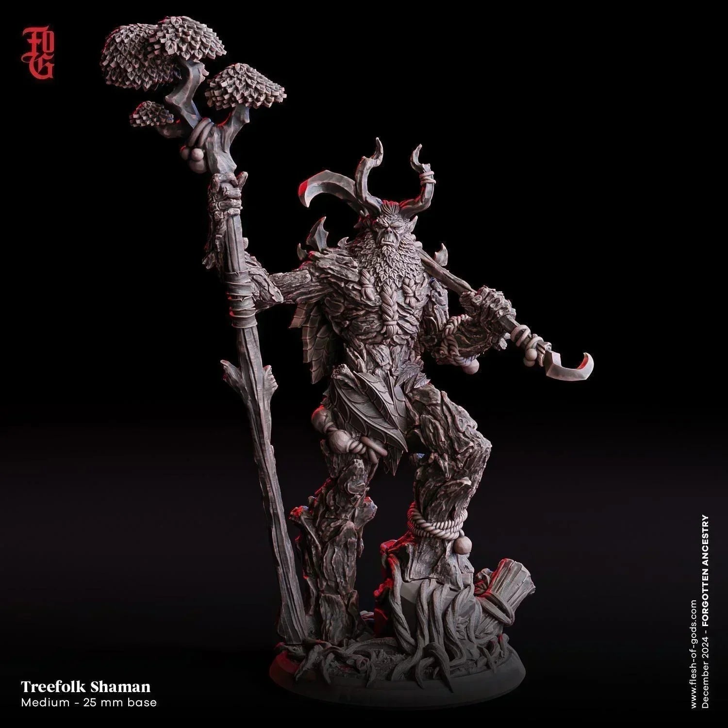 Treefolk Shaman Miniature | Ent Spellcaster NPC Figurine for Tabletop Games | 32mm Scale or 75mm Scale - Plague Miniatures
