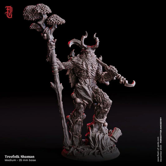 Treefolk Shaman Miniature | Ent Spellcaster NPC Figurine for Tabletop Games | 32mm Scale or 75mm Scale - Plague Miniatures