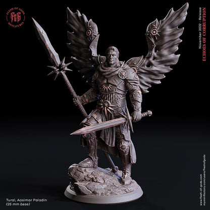 Aasimar Paladin Bust Statue DnD Paladin | 25mm Base 32mm scale DnD Miniature Dungeons and Dragons DnD 5e class Fighter Aasimar Miniature - Plague Miniatures