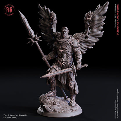 Tural, Aasimar Paladin Bust | Heroic Paladin Statue inspired by Tabletop Gaming - Plague Miniatures