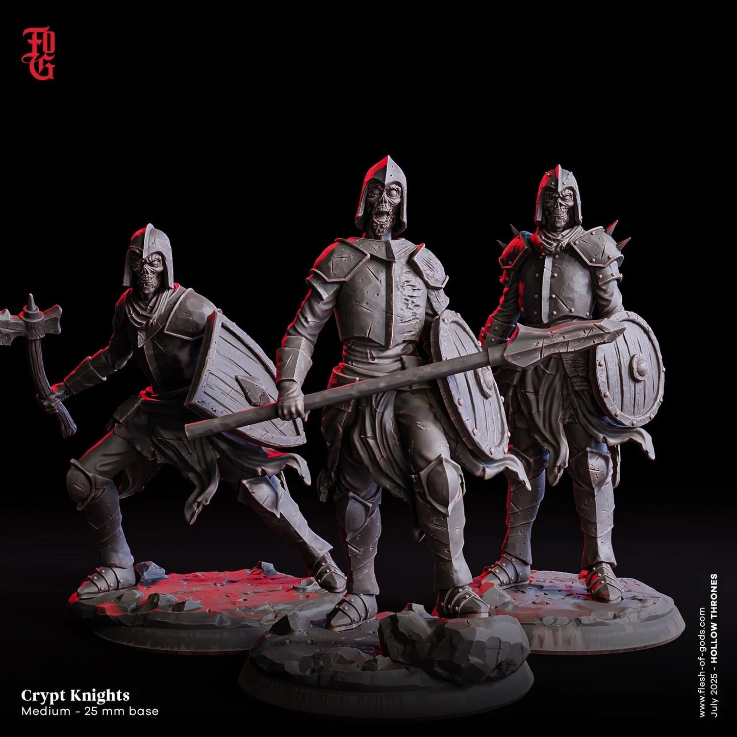 Undead Crypt Knight Miniature | Undead Human Knight Monster Miniature | 32mm Scale - Plague Miniatures
