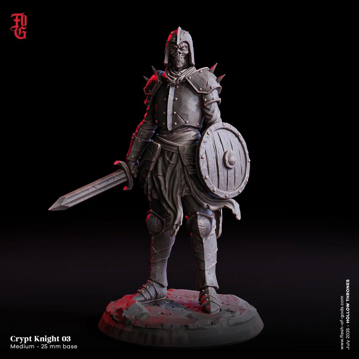 Undead Crypt Knight Miniature | Undead Human Knight Monster Miniature | 32mm Scale - Plague Miniatures