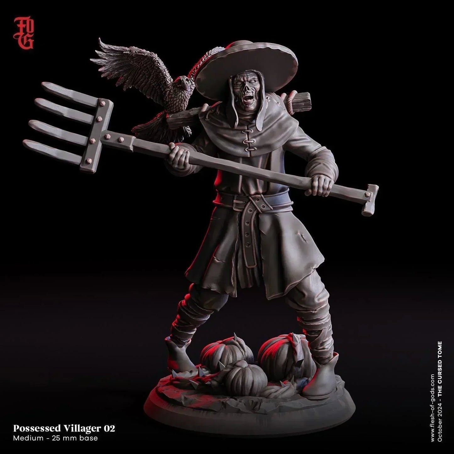 Undead Farmer Miniature | DnD Possessed Monster Figurine | 32mm Scale - Plague Miniatures