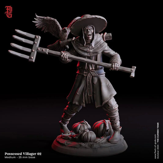 Undead Farmer Miniature | DnD Possessed Monster Figurine | 32mm Scale - Plague Miniatures