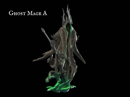 Undead Mage Ghost Miniature ttrpg miniature - 28mm scale Tabletop gaming DnD Miniature Dungeons and Dragons, Mage miniature, dnd 5e wargaming - Plague Miniatures