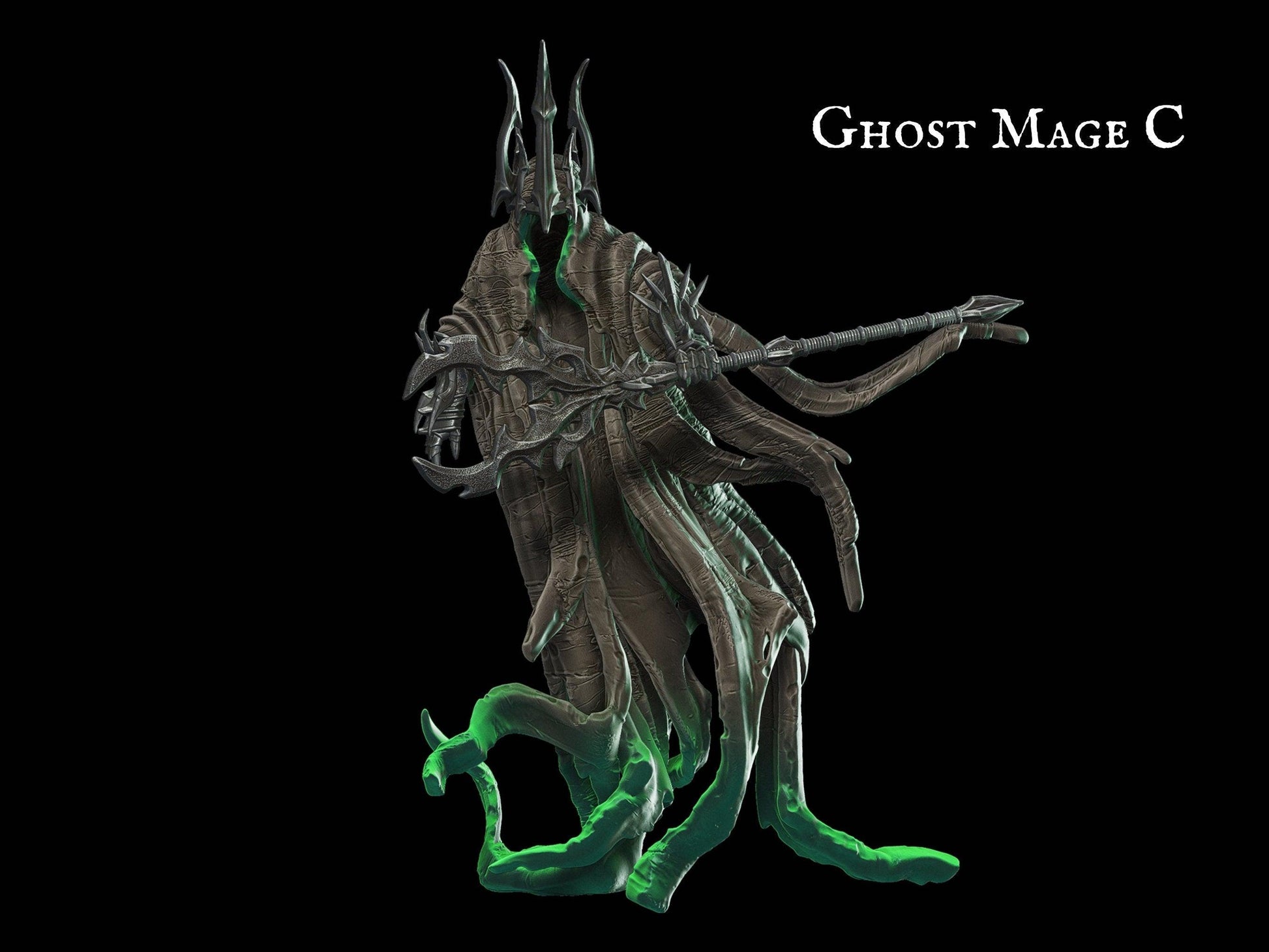 Undead Mage Ghost Miniature ttrpg miniature - 28mm scale Tabletop gaming DnD Miniature Dungeons and Dragons, Mage miniature, dnd 5e wargaming - Plague Miniatures