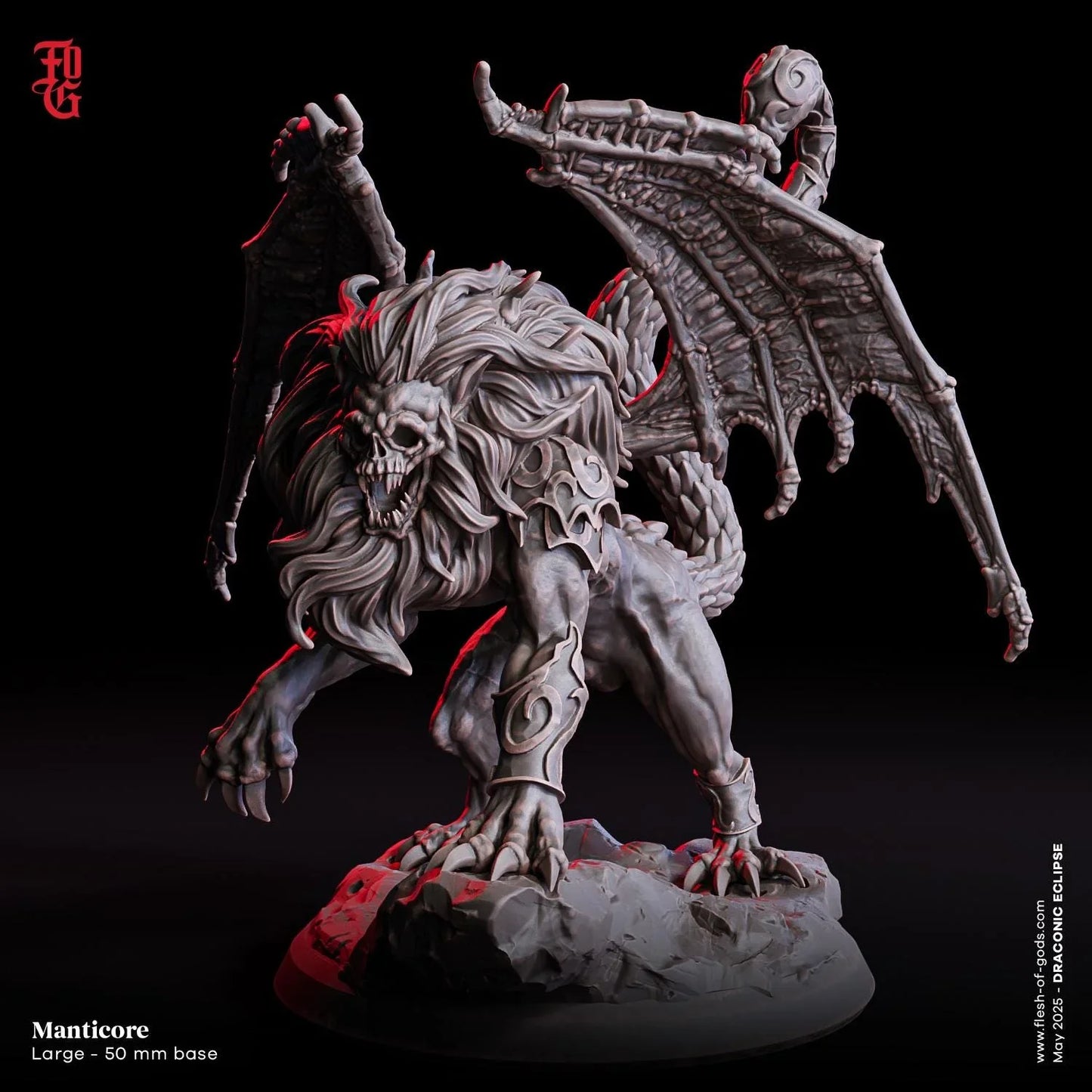 Undead Manticore | Hybrid Monstrosity Miniature | 50mm Base - Plague Miniatures