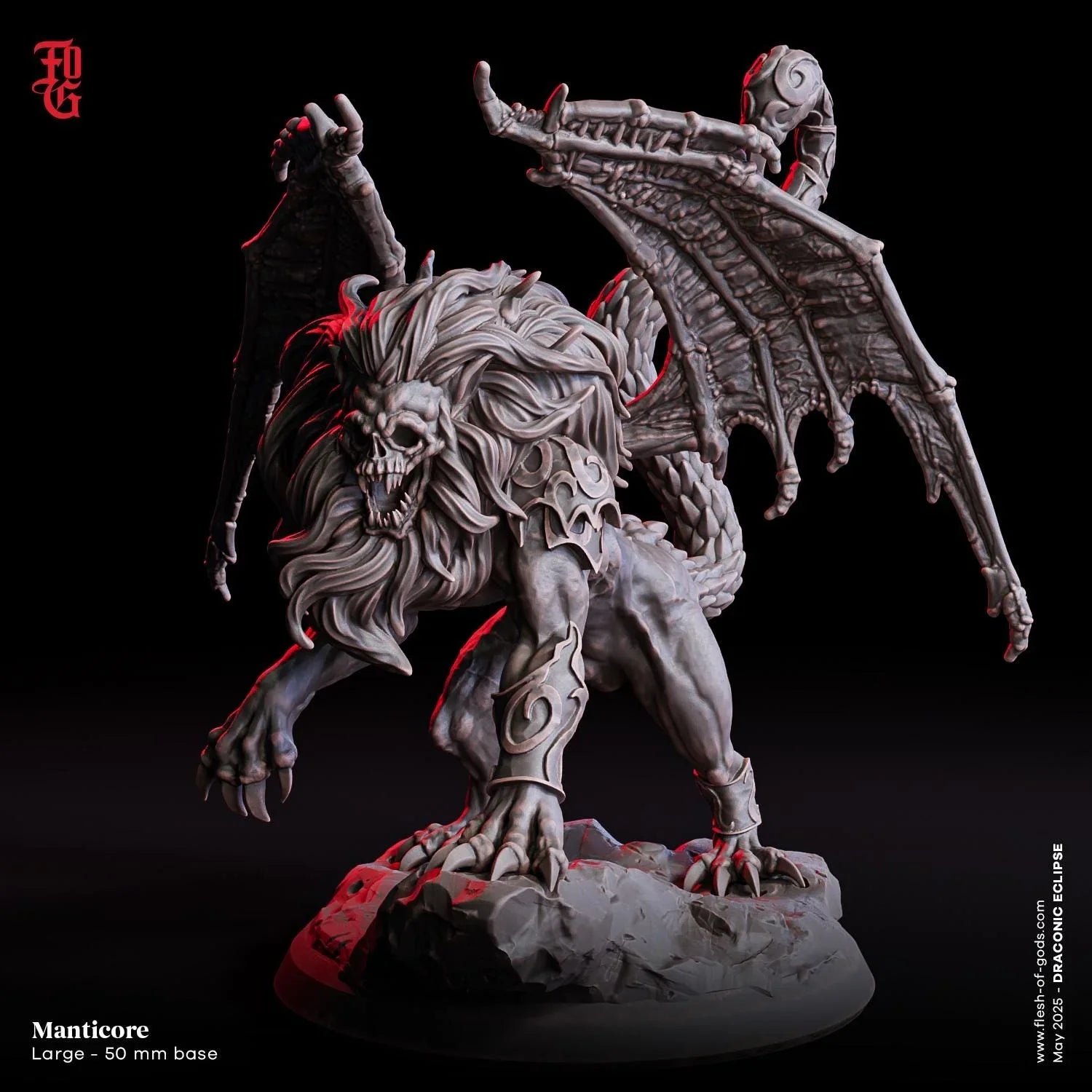 Undead Manticore | Hybrid Monstrosity Miniature | 50mm Base - Plague Miniatures