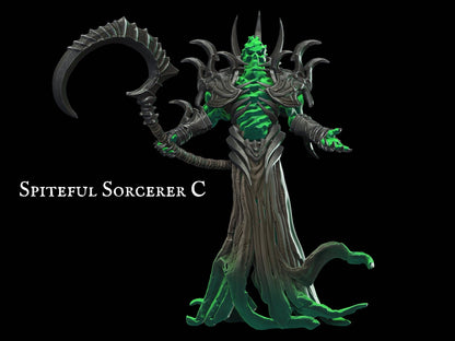 Undead Spiteful Sorcerer Miniature 28mm scale Tabletop gaming DnD Miniature Dungeons and Dragons, dnd 5e dungeon master gift - Plague Miniatures