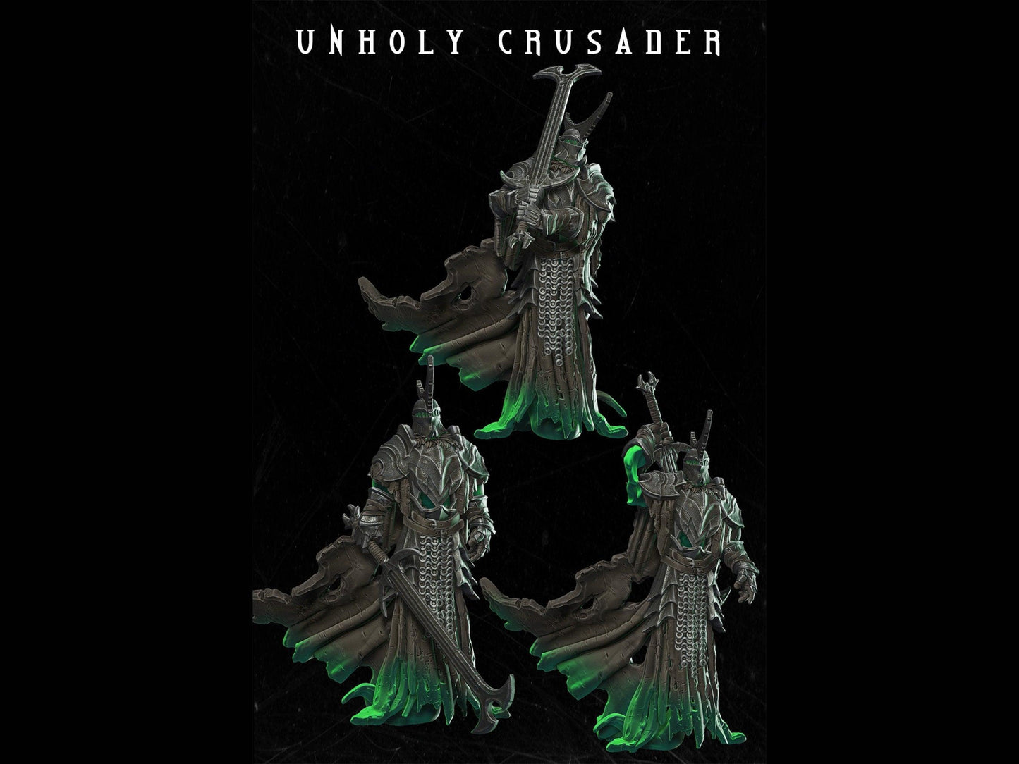 Undead Unholy Crusader Miniature | 3 Poses | 28mm scale Tabletop gaming DnD Miniature Dungeons and Dragons, dnd monster manual - Plague Miniatures