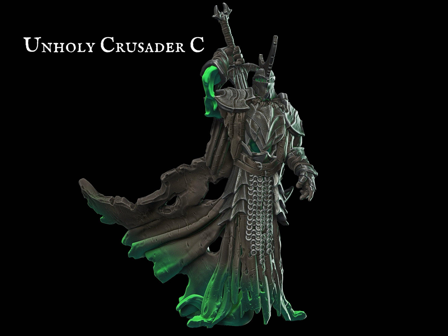 Undead Unholy Crusader Miniature | 3 Poses | 28mm scale Tabletop gaming DnD Miniature Dungeons and Dragons, dnd monster manual - Plague Miniatures