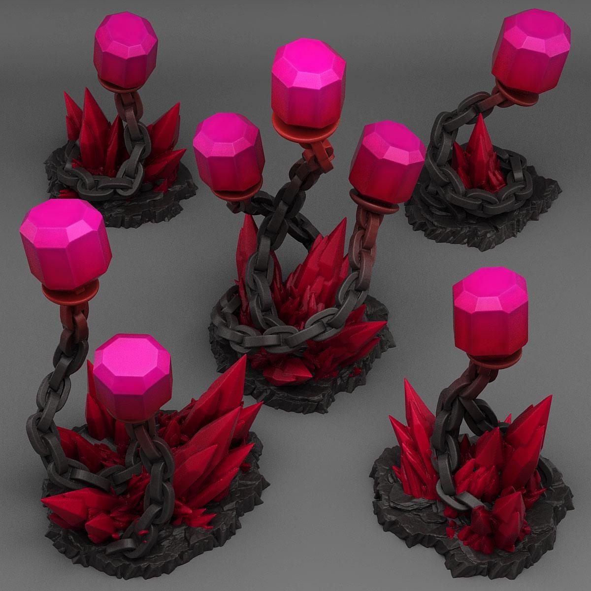 Underdark Crystal Lights Miniatures | Eerie Wargaming Terrain Set | 28mm or 32mm Scale - Plague Miniatures