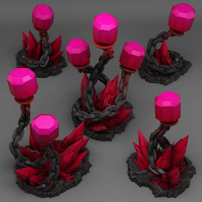 Underdark Crystal Lights Miniatures | Eerie Wargaming Terrain Set | 28mm or 32mm Scale - Plague Miniatures